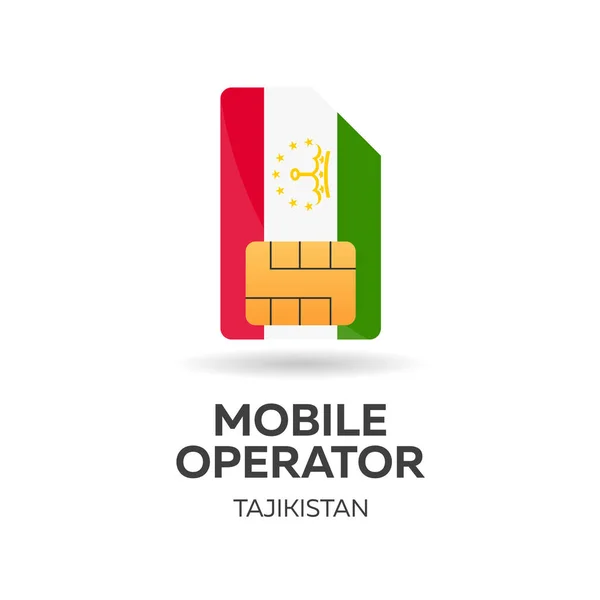 Tajikistan mobile operator. SIM card with flag. Vector illustration. — Stock Vector