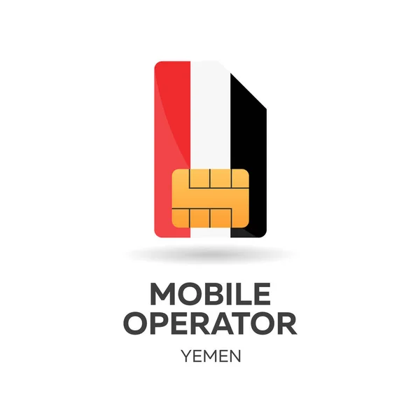 Operator mobile Yaman. Kartu SIM dengan bendera. Ilustrasi vektor . - Stok Vektor