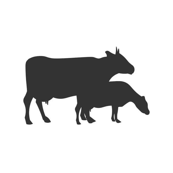 Cow black silhouette. Vector design illustration icon. — Stock Vector