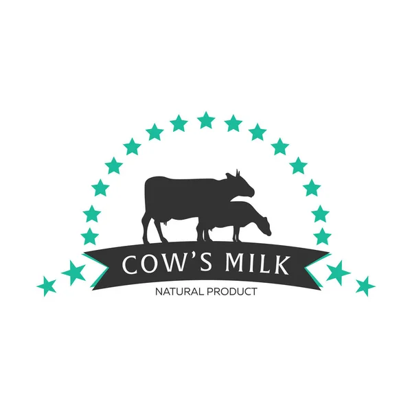 Milk emblem, labels, logo and design elements. Fresh and natural milk. Milk farm. Cow milk. Vector logotype design. — Stock Vector