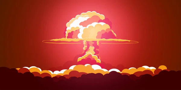 Explosion nucléaire. Affiche de dessin animé rétro. Nuage de champignons. Illustration vectorielle . — Image vectorielle