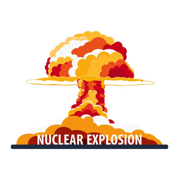 Nuclear Explosion. Cartoon Retro poster. Mushroom cloud. Vector illustration. — Stock Vector