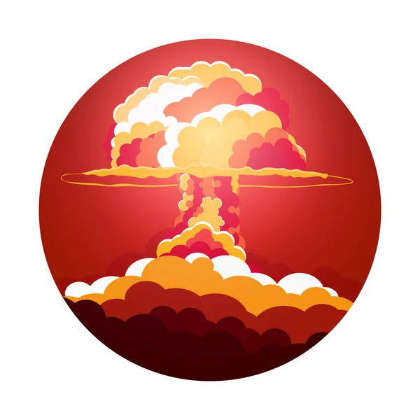 Nukleární exploze. Kreslený Retro plakát. Atomový hřib. Vektorové ilustrace. — Stockový vektor