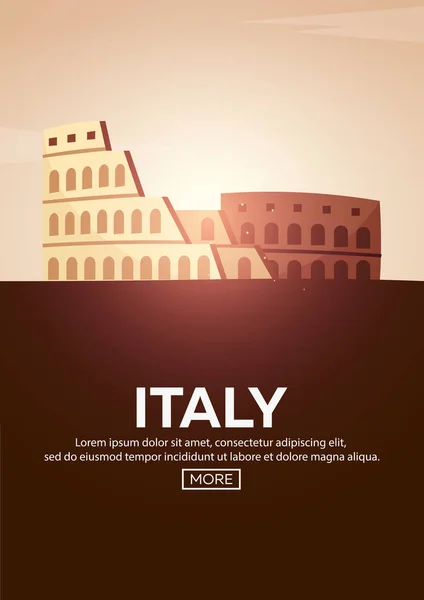 Cartel de viaje a Italia. Signos de siluetas. Ilustración vectorial . — Vector de stock