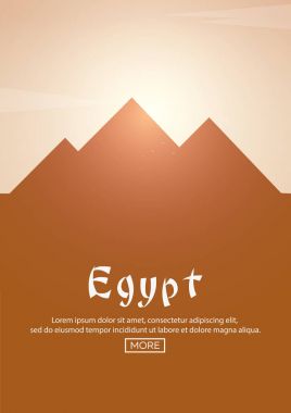 Mısır'a seyahat poster. Simge yapılar siluetleri. Vektör çizim.