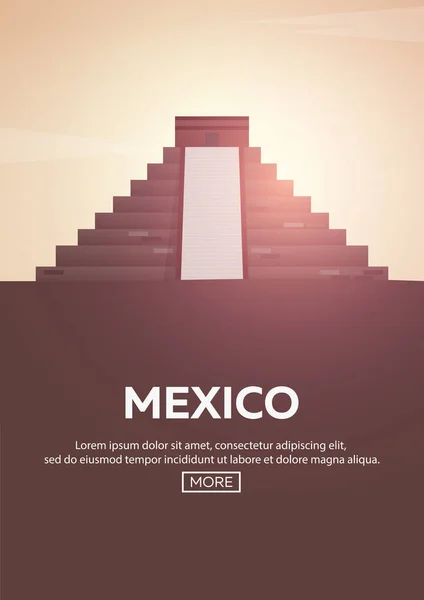 Reiseplakat nach Mexiko. Wahrzeichen Silhouetten. Vektorillustration. — Stockvektor