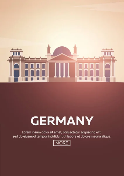 Poster di viaggio in Germania. Silhouette di punti di riferimento. Illustrazione vettoriale . — Vettoriale Stock