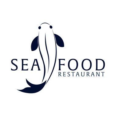Deniz Gıda Restoran ve balık. Vektör logosu.