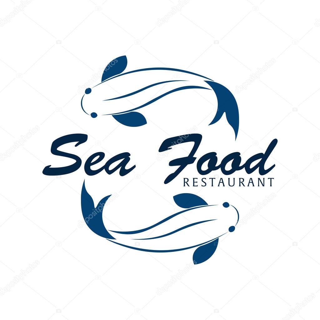 Sea food restaurant and fish. Vector logo
