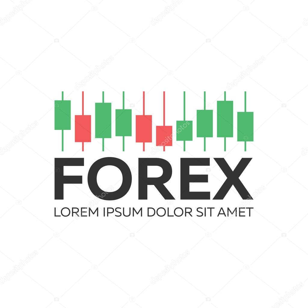 Logo Candlestick trading chart analyzing in forex stock market.