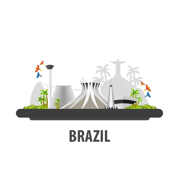 ブラジル旅行の場所。休暇や旅行や休日. — ストックベクタ