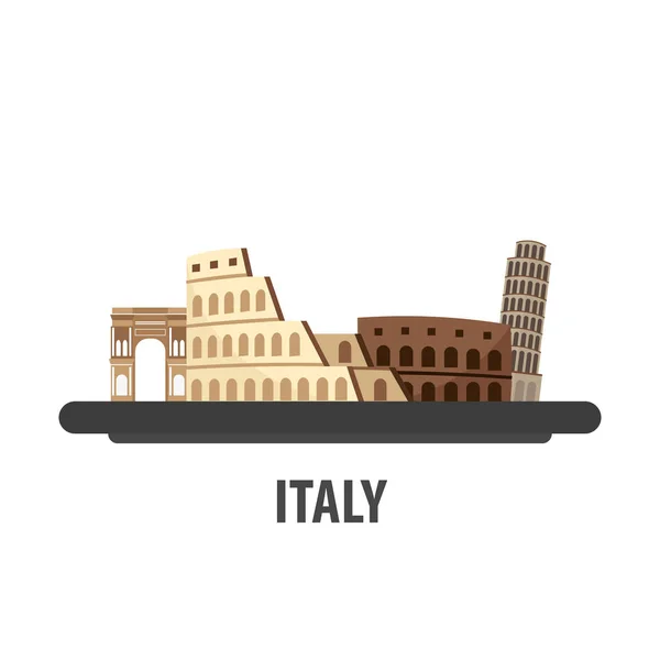 Italia lugar de viaje. Vacaciones o viajes y vacaciones . — Vector de stock