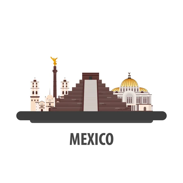 Mexiko Reiseziel. Urlaub oder Reise und Urlaub. — Stockvektor
