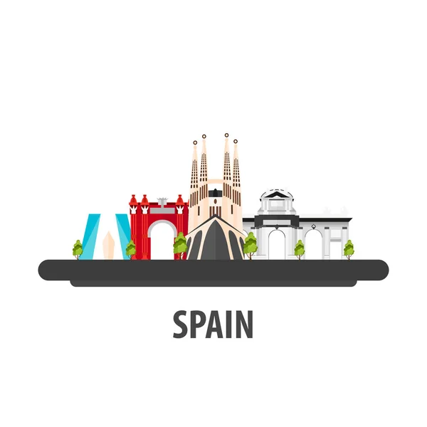 Espagne lieu de voyage. Vacances ou voyage et vacances . — Image vectorielle