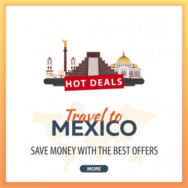 Travel to Mexico. Travel Template Banners for Social Media. Hot Deals. Best Offers. clipart