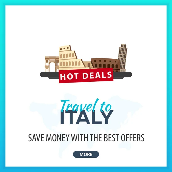 Travel to Italy. Travel Template Banners for Social Media. Hot Deals. Best Offers. — Stock Vector