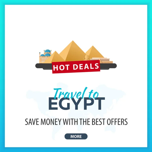 Resa till Egypten. Resa mall Banners för sociala medier. Hot Deals. Bästa erbjudanden. — Stock vektor