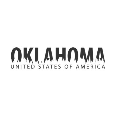 Oklahoma. Amerika Birleşik Devletleri. Amerika Birleşik Devletleri. Metin veya Etiketler silüeti orman ile.