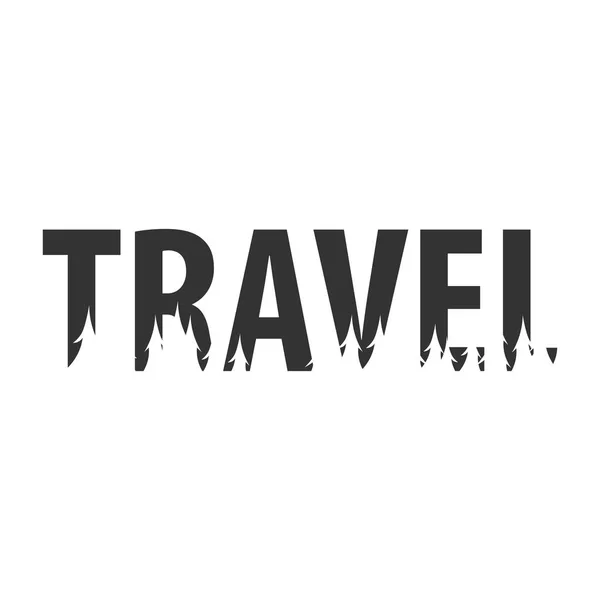 Travel text or labels with silhouette of forest. — Stock Vector