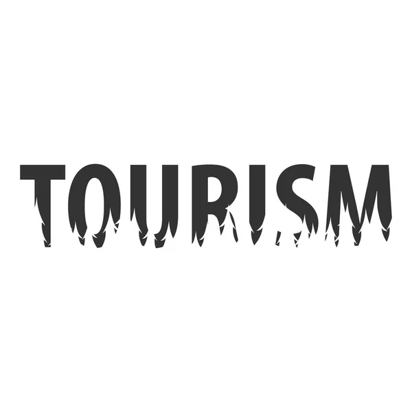 Turismo. Texto o etiquetas con silueta de bosque . — Vector de stock