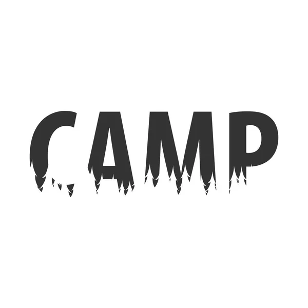 Camp. Text or labels with silhouette of forest. — Stock Vector