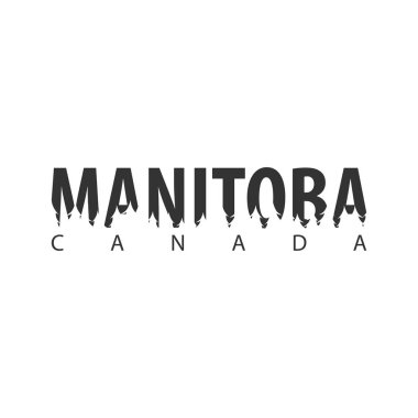 Manitoba. Kanada. Metin veya Etiketler silüeti orman ile.