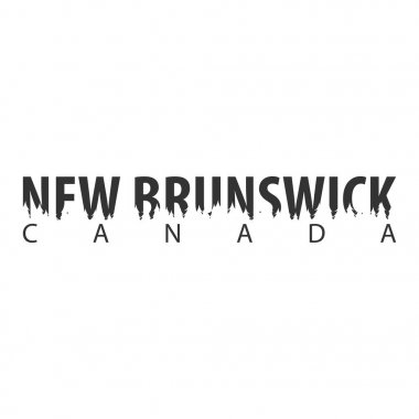 New Brunswick. Kanada. Metin veya Etiketler silüeti orman ile.