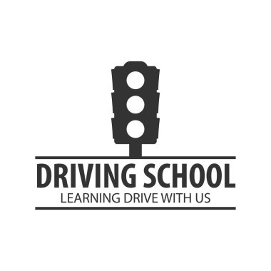 Logo ve amblem sürüş Okulu şablonu. Otomatik eğitim. Vektör çizim.