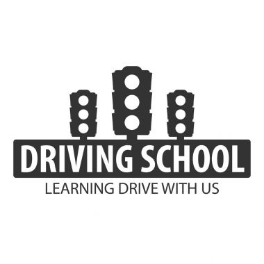 Logo ve amblem sürüş Okulu şablonu. Otomatik eğitim. Vektör çizim.