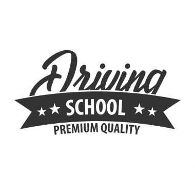Logo ve amblem sürüş Okulu şablonu. Otomatik eğitim. Vektör çizim.
