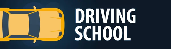 Drivande skola Banner. Auto utbildning. Regler av vägen. Vektorillustration. — Stock vektor