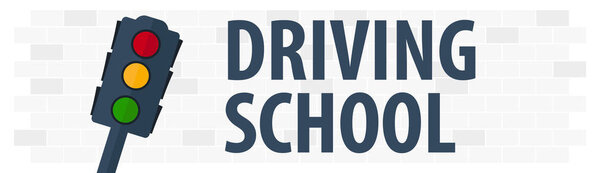 Driving School Banner. Auto Education. The rules of the road. Vector illustration.