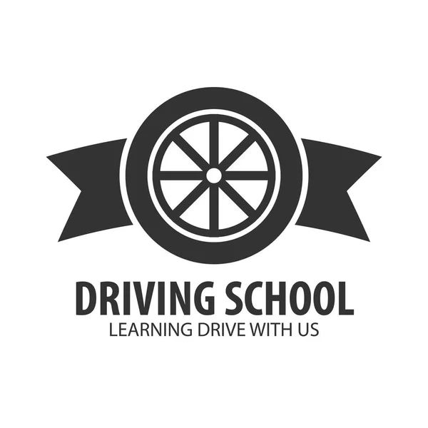 Drivande skola logotyp och emblem mall. Auto utbildning. Vektorillustration. — Stock vektor