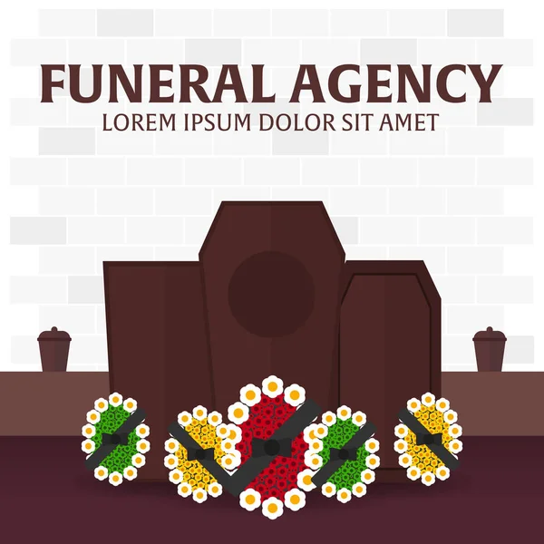 Funeral sevices and Funeral agency banner (en inglés). Cementerio. Ilustración vectorial . — Vector de stock