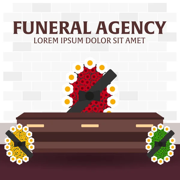 Funeral sevices and Funeral agency banner (en inglés). Cementerio. Ilustración vectorial . — Vector de stock