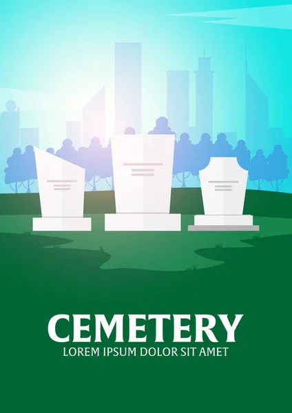 Sevices funerários e banner agência funerária. Cemitério. Ilustração vetorial . — Vetor de Stock