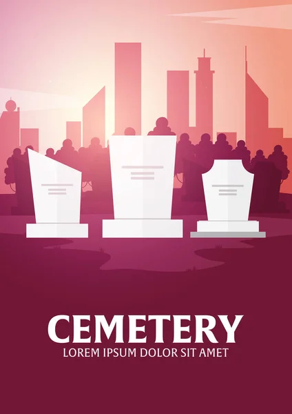 Sevices funerários e banner agência funerária. Cemitério. Ilustração vetorial . —  Vetores de Stock