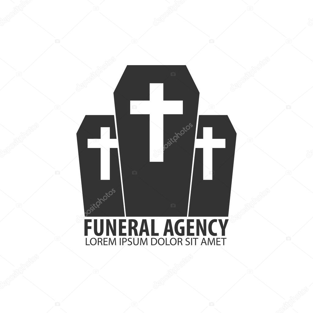 Funeral home undertaking ceremonial service. Funeral agency. Vector logo and emblem