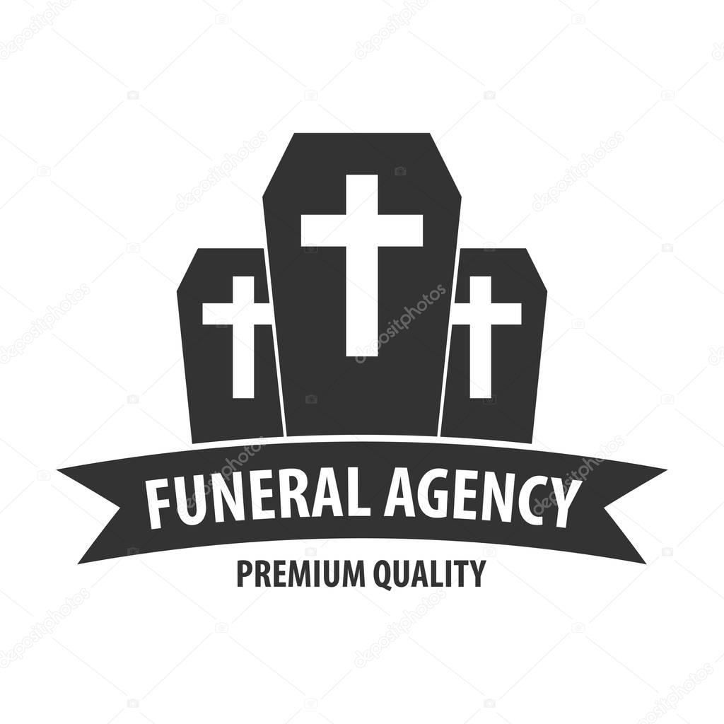 Funeral home undertaking ceremonial service. Funeral agency. Vector logo and emblem