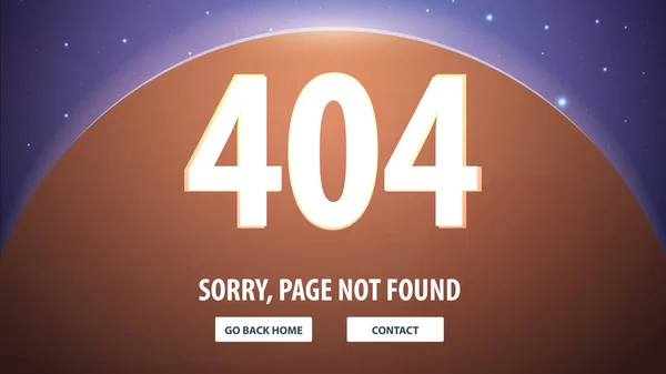 404 Errore con spazio sullo sfondo. Pagina non trovata. Modello UI UX per il sito web. Illustrazione vettoriale . — Vettoriale Stock