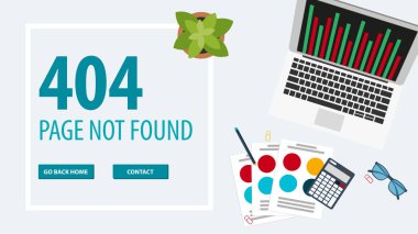 404 hatası. Sayfa bulunamadı. UI Ux Şablon Web sitesi için. Vektör çizim.
