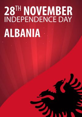 Arnavutluk Bağımsızlık günü. Bayrak ve vatansever afiş. Vektör çizim.