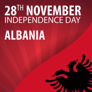 Arnavutluk Bağımsızlık günü. Bayrak ve vatansever afiş. Vektör çizim.