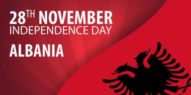 Arnavutluk Bağımsızlık günü. Bayrak ve vatansever afiş. Vektör çizim.