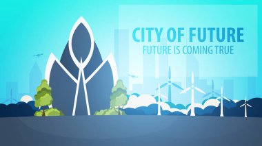 Düz stil Modern şehir evleri. Geleceği inşa. Geleceğin mimari.