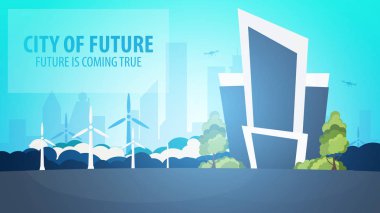 Düz stil Modern şehir evleri. Geleceği inşa. Geleceğin mimari.