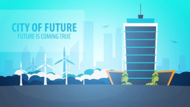 Düz stil Modern şehir evleri. Geleceği inşa. Geleceğin mimari.