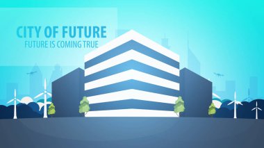 Düz stil Modern şehir evleri. Geleceği inşa. Geleceğin mimari.
