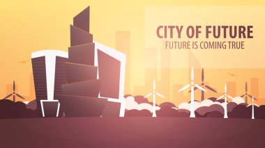 Düz stil Modern şehir evleri. Geleceği inşa. Geleceğin mimari.