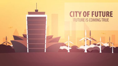 Düz stil Modern şehir evleri. Geleceği inşa. Geleceğin mimari.